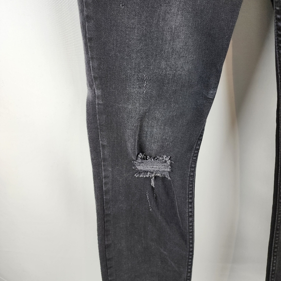 Free People Jeans Womens 29 Great Heights Distressed Frayed Skinny Black Denim - Picture 6 of 13
